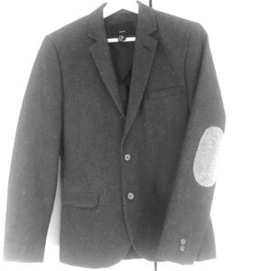 H&M Dark Gray Tweed Blazer with Elbow Pads